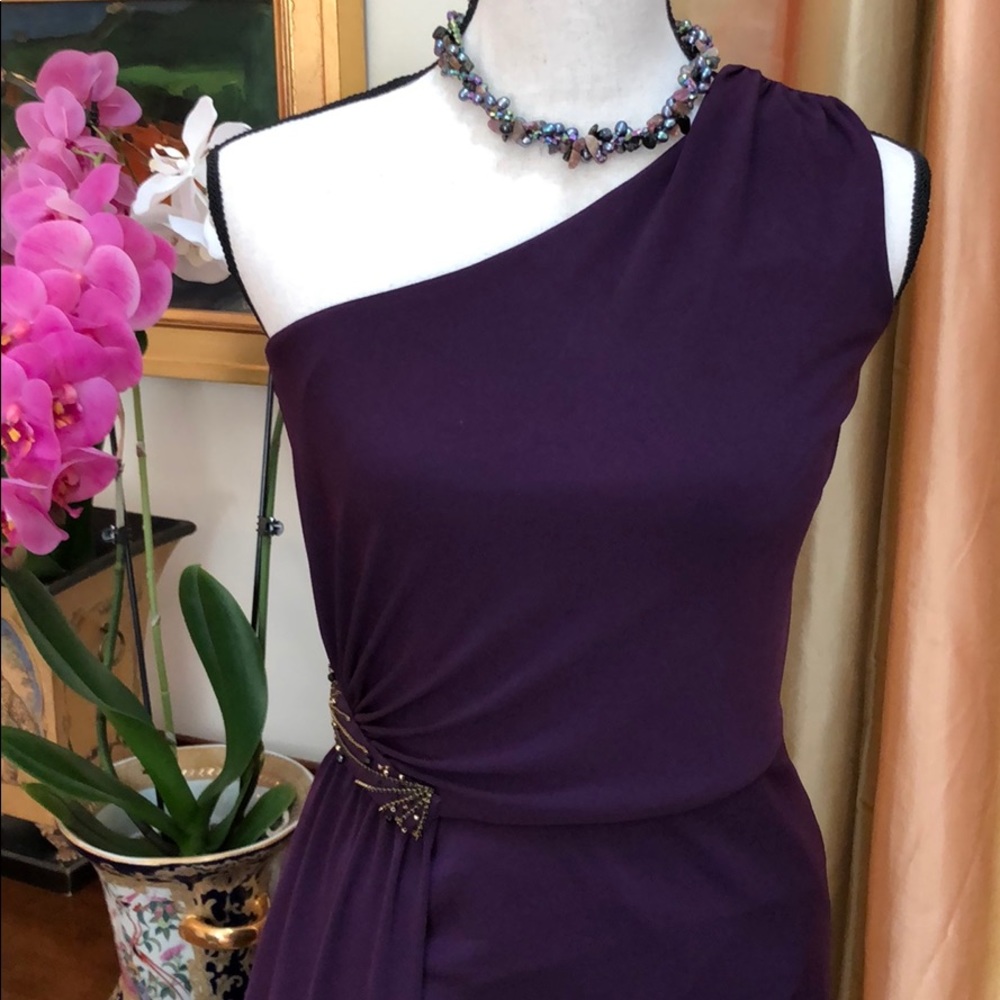Beautiful Plum One-shoulder dress - sz 4 -  EUC